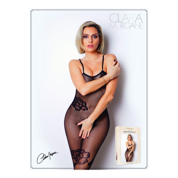 Bodystocking résille noire avec fine bretelles - Le Numéro 6 - Collection Bodystocking 